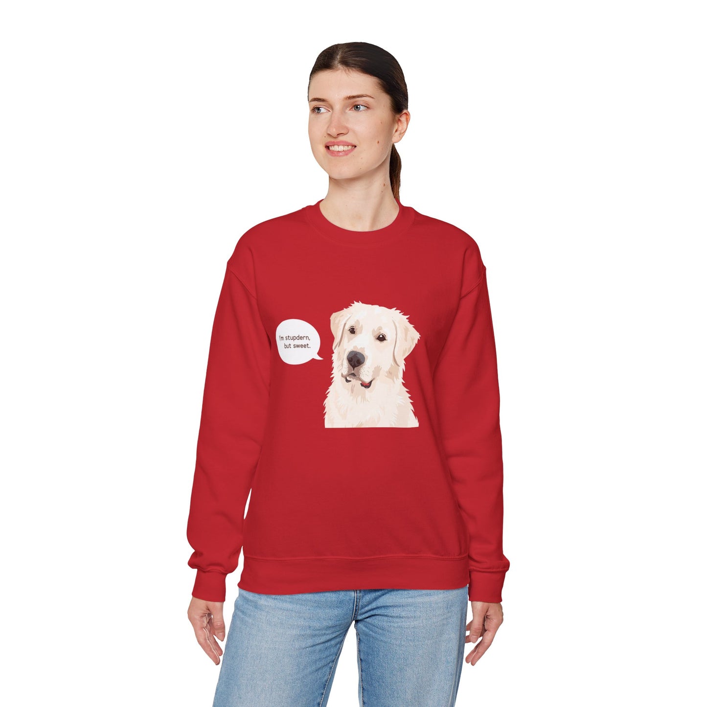 FELPA GIROCOLLO - SONO TESTARDO MA DOLCE Cute Dog Quote Crewneck Sweatshirt