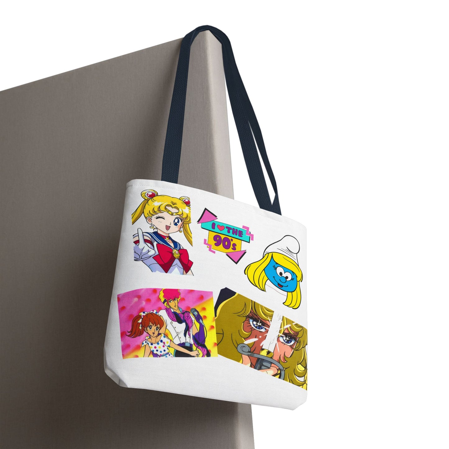 Borsa Tote 90s Anime Collage Tote Bag — Retro Sailor Moon & Cartoon Mashup AOP