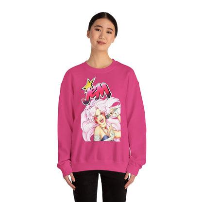 FELPA Jem & The Holograms Graphic Sweatshirt – Retro 80s Pink Cartoon Crewneck
