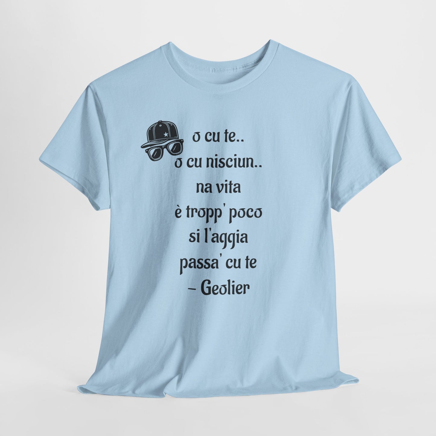 Maglietta unisex con citazione Geolier, maglietta ispiratrice, abbigliamento casual, regalo per gli amanti della musica, maglietta grafica alla moda