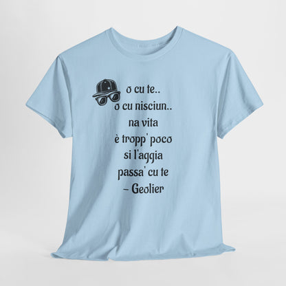 Maglietta unisex con citazione Geolier, maglietta ispiratrice, abbigliamento casual, regalo per gli amanti della musica, maglietta grafica alla moda