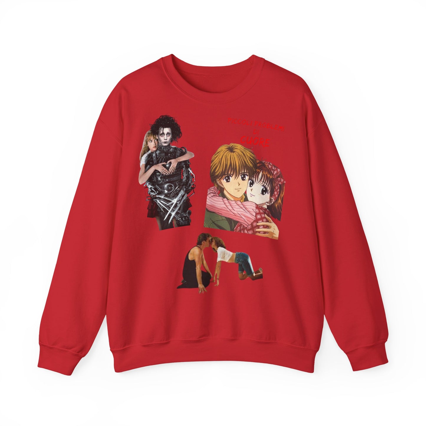 Felpa Unisex anni 90 Anime Collage Crewneck Sweatshirt — Retro Romance & Gothic Art Graphic