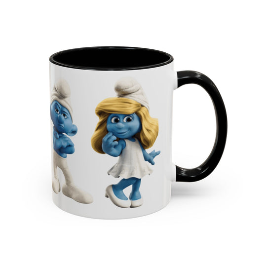 TAZZA PUFFI 3D - Smurf Characters Accent Coffee Mug (11/15oz) — Blue Cartoon Family Coffee Cup