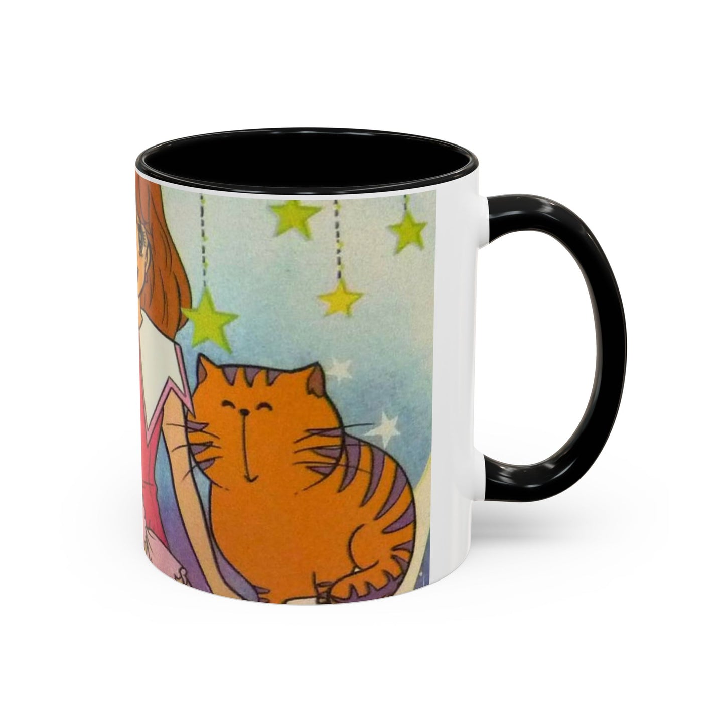 Tazza Kiss me Licia-Kawaii Girl & Cat Accent Coffee Mug – Cute Anime Retro Illustration (11/15oz)