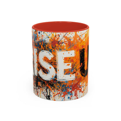 TAZZA Rise Up - Coffee Mug — Bold Orange Paint-Splash Motivational Mug (11/15oz)