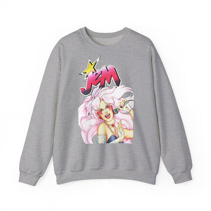 FELPA Jem & The Holograms Graphic Sweatshirt – Retro 80s Pink Cartoon Crewneck