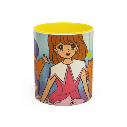 Tazza Kiss me Licia-Kawaii Girl & Cat Accent Coffee Mug – Cute Anime Retro Illustration (11/15oz)
