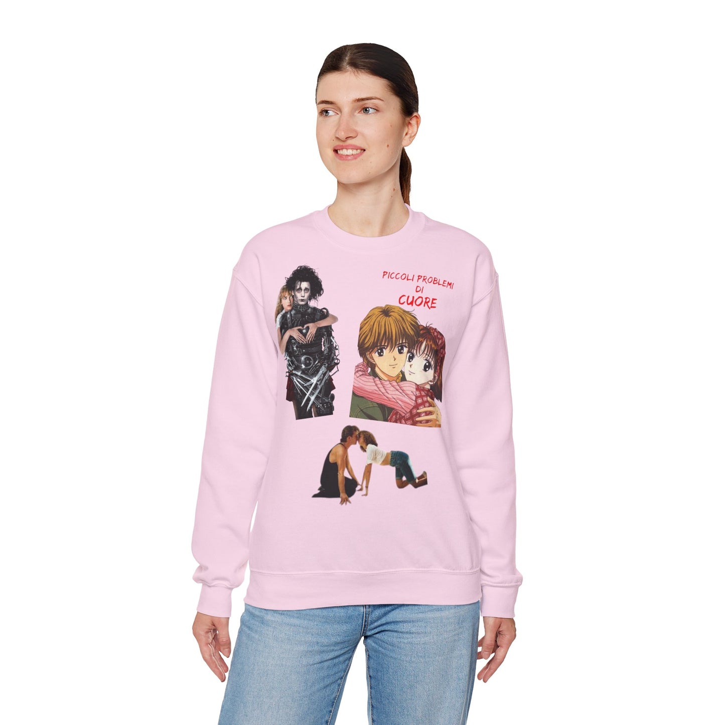 Felpa Unisex anni 90 Anime Collage Crewneck Sweatshirt — Retro Romance & Gothic Art Graphic