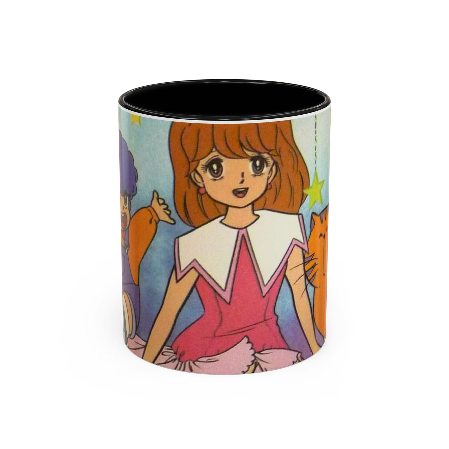 Tazza Kiss me Licia-Kawaii Girl & Cat Accent Coffee Mug – Cute Anime Retro Illustration (11/15oz)