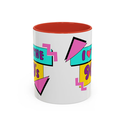 Tazza "I Love The 90s" Accent Coffee Mug — Retro 90s Nostalgia Ceramic Mug