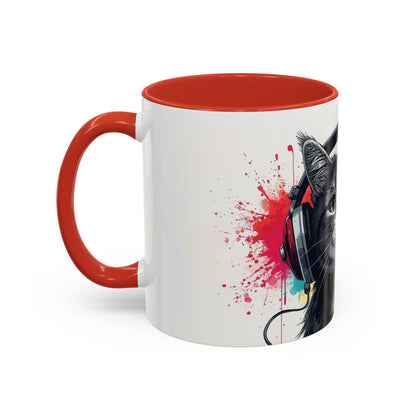 TAZZA Coffee Mug — Colorful Music Kitty Accent Mug (11/15oz)