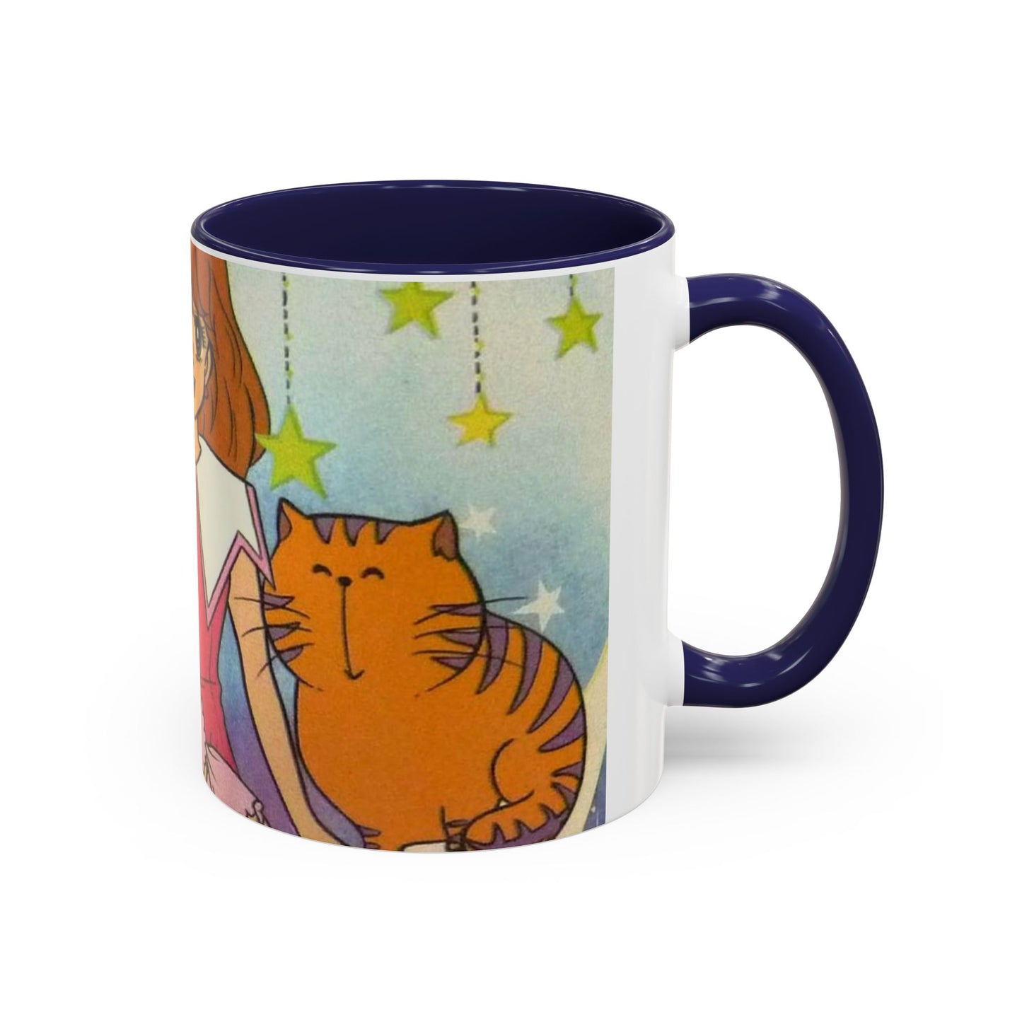 Tazza Kiss me Licia-Kawaii Girl & Cat Accent Coffee Mug – Cute Anime Retro Illustration (11/15oz)