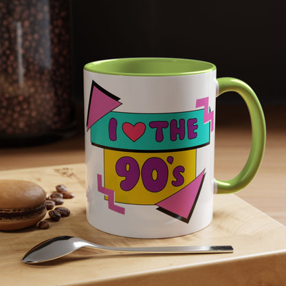 Tazza "I Love The 90s" Accent Coffee Mug — Retro 90s Nostalgia Ceramic Mug