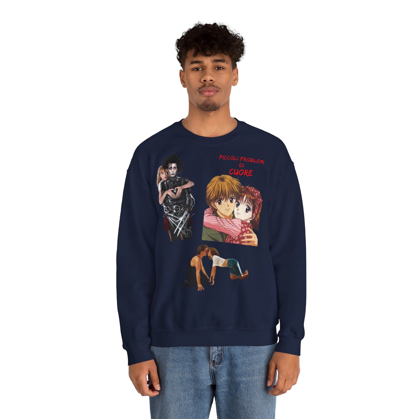 Felpa Unisex anni 90 Anime Collage Crewneck Sweatshirt — Retro Romance & Gothic Art Graphic