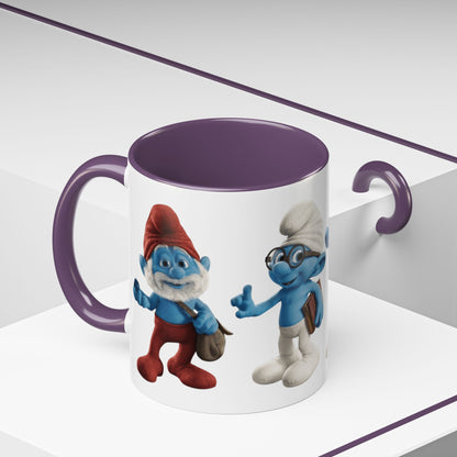 TAZZA PUFFI 3D - Smurf Characters Accent Coffee Mug (11/15oz) — Blue Cartoon Family Coffee Cup
