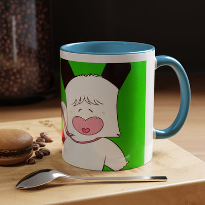 Spank tenero ribacuori Tazza — Whimsical Girl & Bunny Accent Coffee Mug