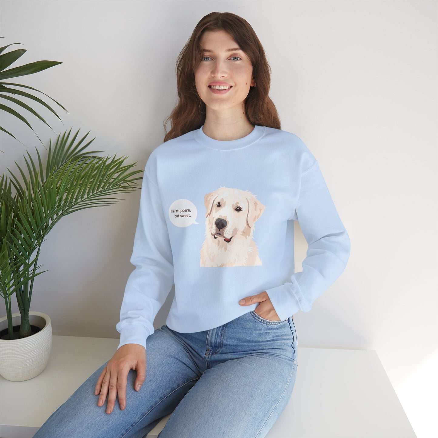 FELPA GIROCOLLO - SONO TESTARDO MA DOLCE Cute Dog Quote Crewneck Sweatshirt