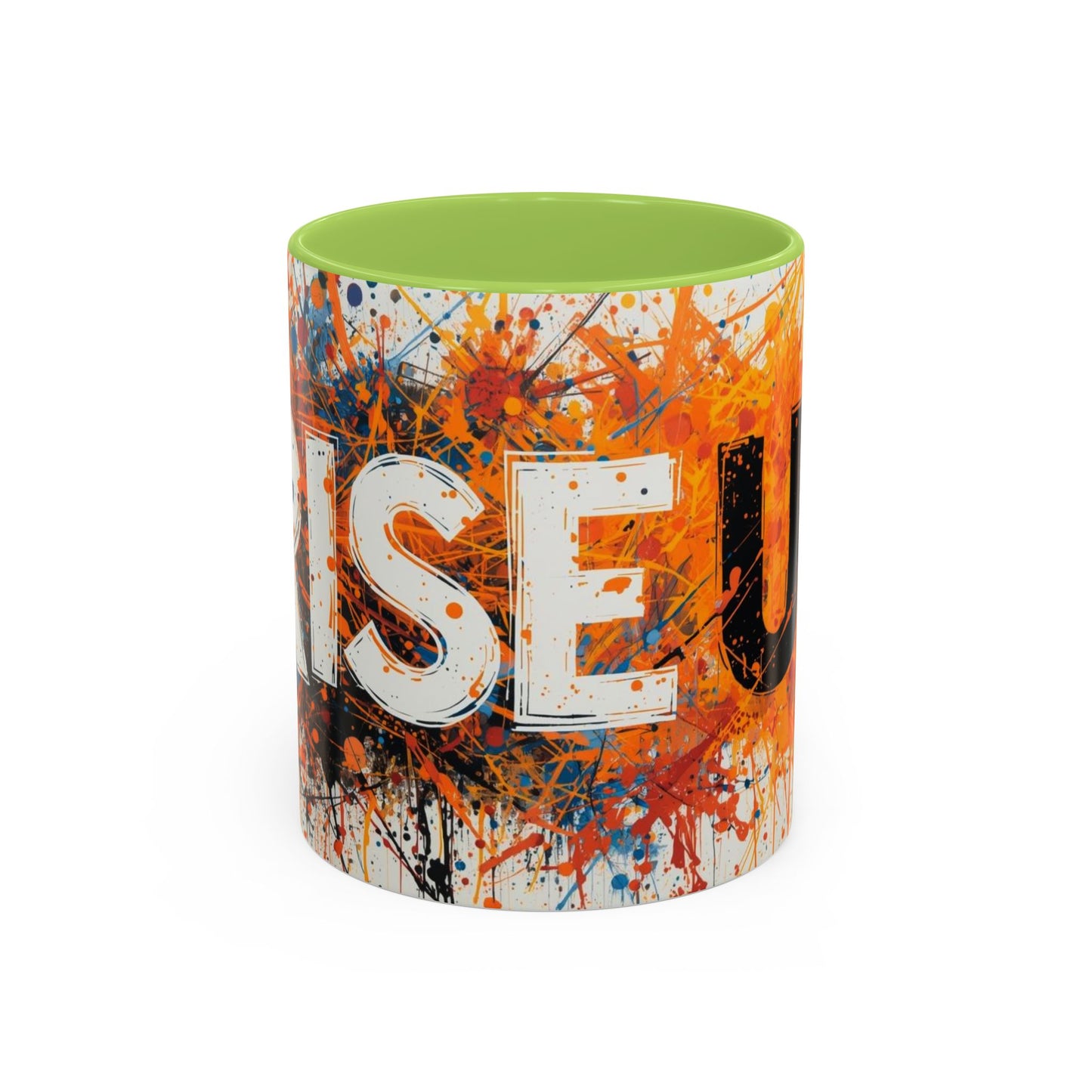 TAZZA Rise Up - Coffee Mug — Bold Orange Paint-Splash Motivational Mug (11/15oz)
