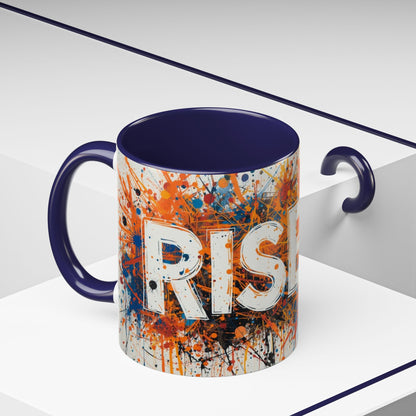 TAZZA Rise Up - Coffee Mug — Bold Orange Paint-Splash Motivational Mug (11/15oz)