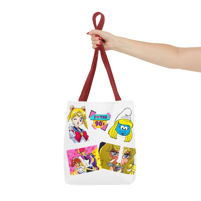 Borsa Tote 90s Anime Collage Tote Bag — Retro Sailor Moon & Cartoon Mashup AOP