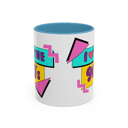 Tazza "I Love The 90s" Accent Coffee Mug — Retro 90s Nostalgia Ceramic Mug