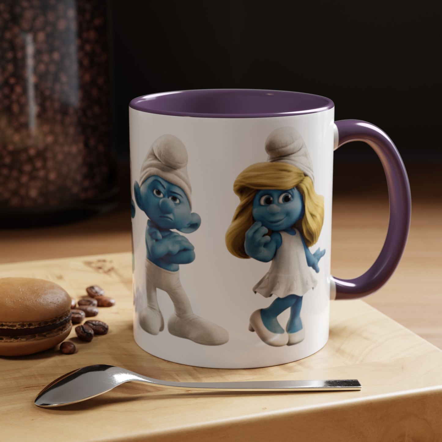 TAZZA PUFFI 3D - Smurf Characters Accent Coffee Mug (11/15oz) — Blue Cartoon Family Coffee Cup