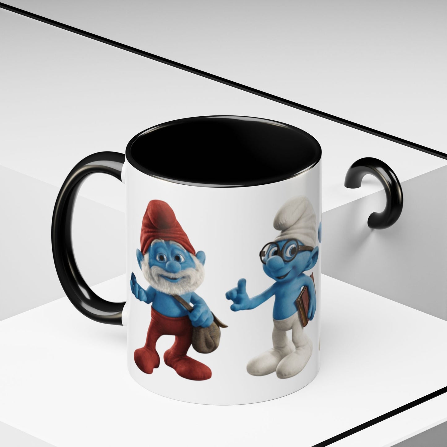 TAZZA PUFFI 3D - Smurf Characters Accent Coffee Mug (11/15oz) — Blue Cartoon Family Coffee Cup