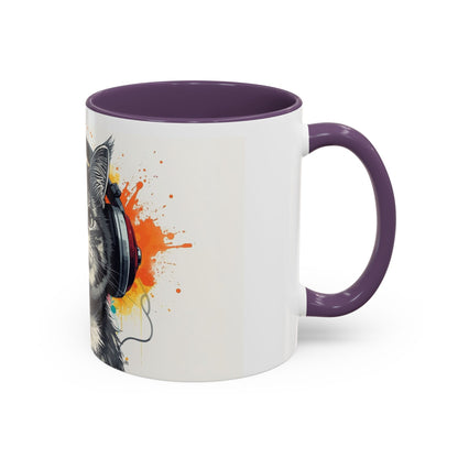 TAZZA Coffee Mug — Colorful Music Kitty Accent Mug (11/15oz)