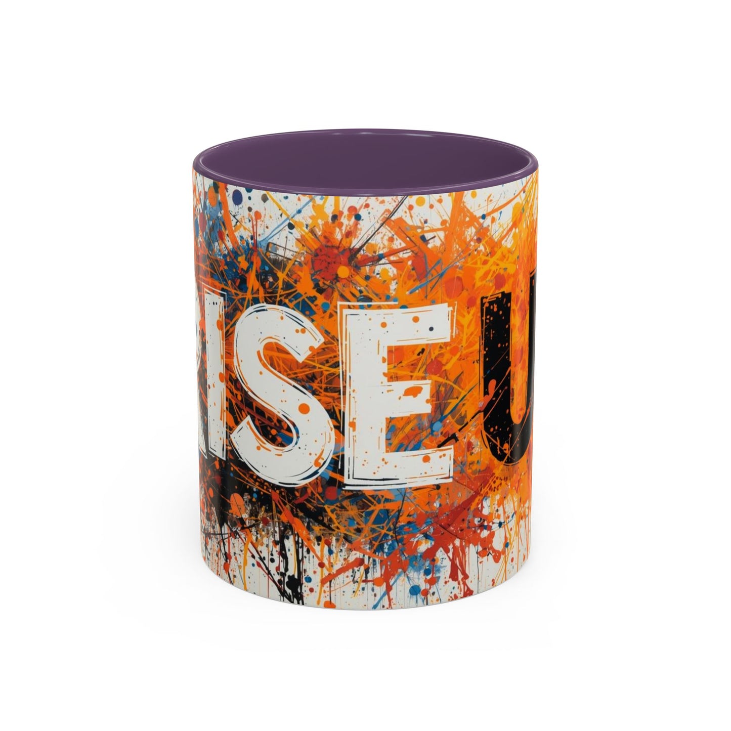 TAZZA Rise Up - Coffee Mug — Bold Orange Paint-Splash Motivational Mug (11/15oz)