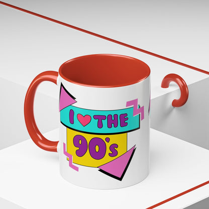 Tazza "I Love The 90s" Accent Coffee Mug — Retro 90s Nostalgia Ceramic Mug
