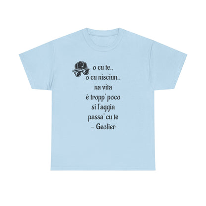 Maglietta unisex con citazione Geolier, maglietta ispiratrice, abbigliamento casual, regalo per gli amanti della musica, maglietta grafica alla moda