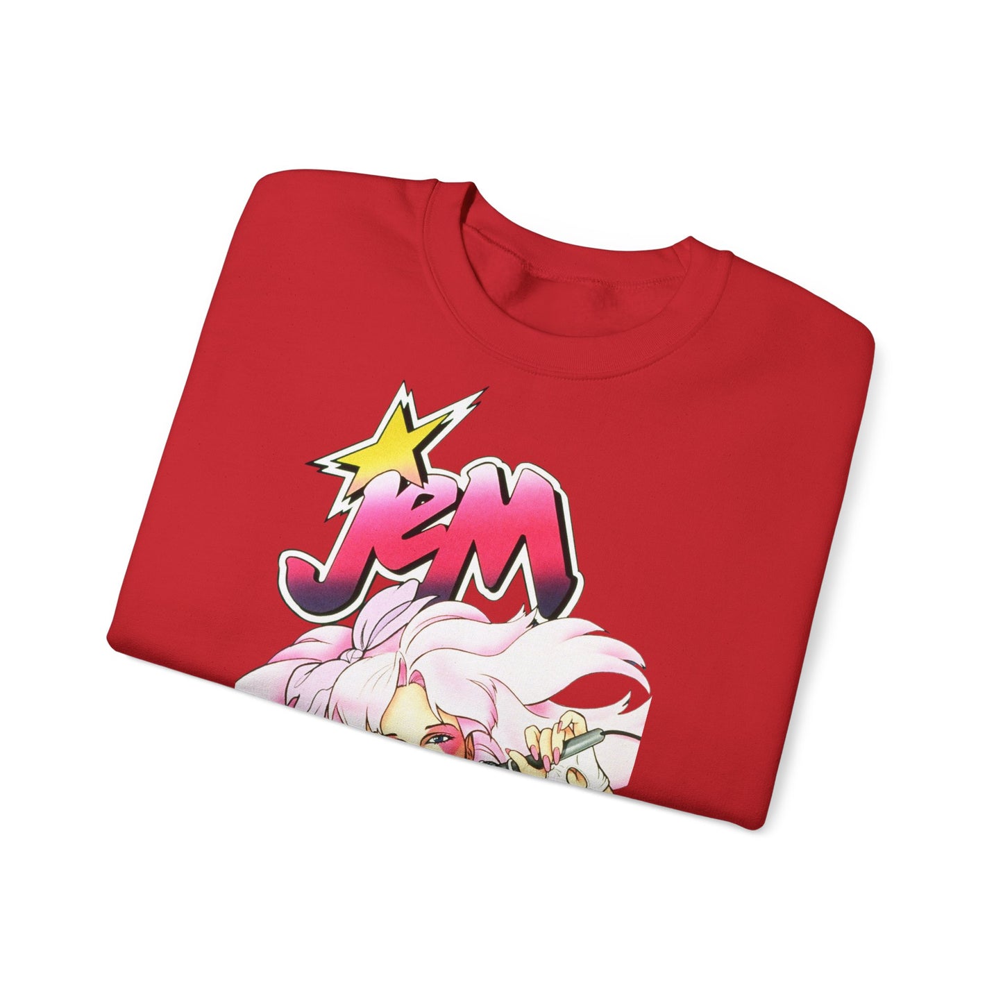 FELPA Jem & The Holograms Graphic Sweatshirt – Retro 80s Pink Cartoon Crewneck
