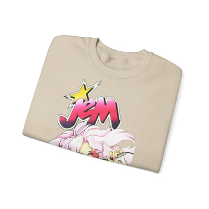 FELPA Jem & The Holograms Graphic Sweatshirt – Retro 80s Pink Cartoon Crewneck