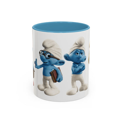 TAZZA PUFFI 3D - Smurf Characters Accent Coffee Mug (11/15oz) — Blue Cartoon Family Coffee Cup