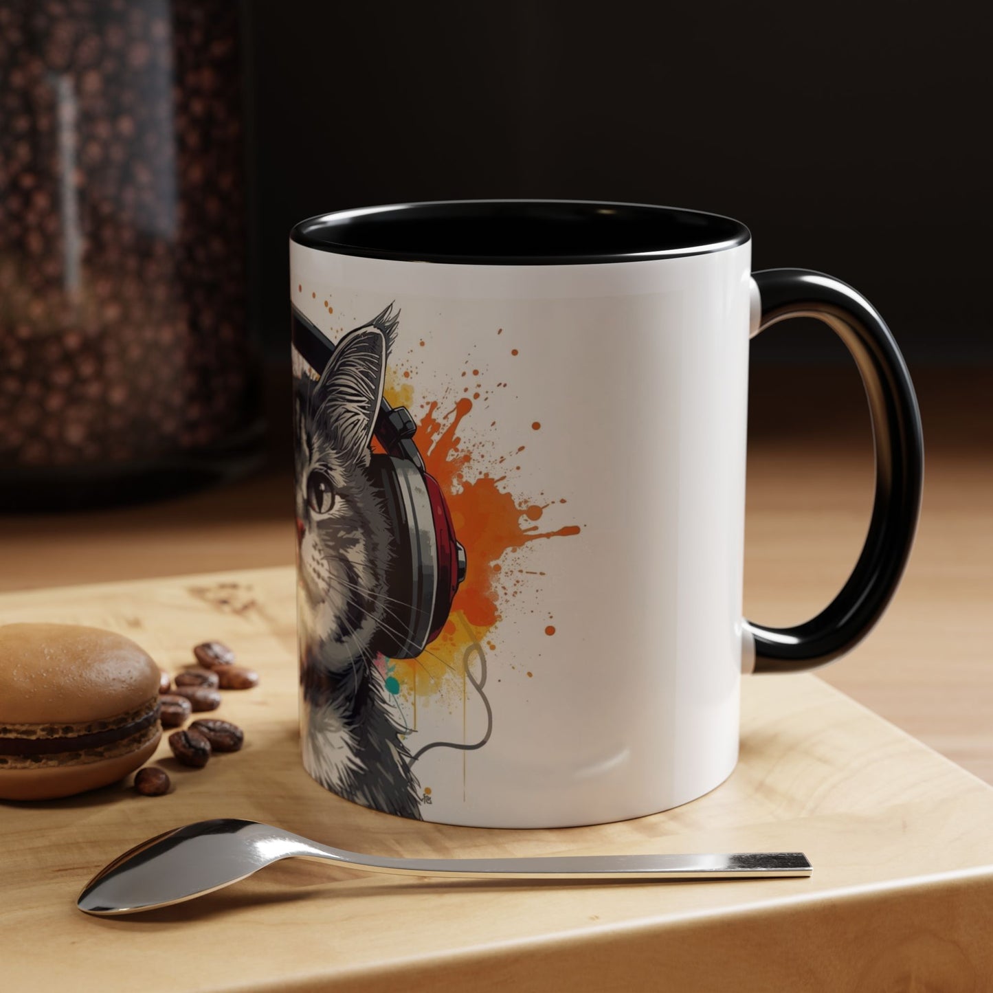 TAZZA Coffee Mug — Colorful Music Kitty Accent Mug (11/15oz)