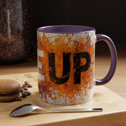 TAZZA Rise Up - Coffee Mug — Bold Orange Paint-Splash Motivational Mug (11/15oz)