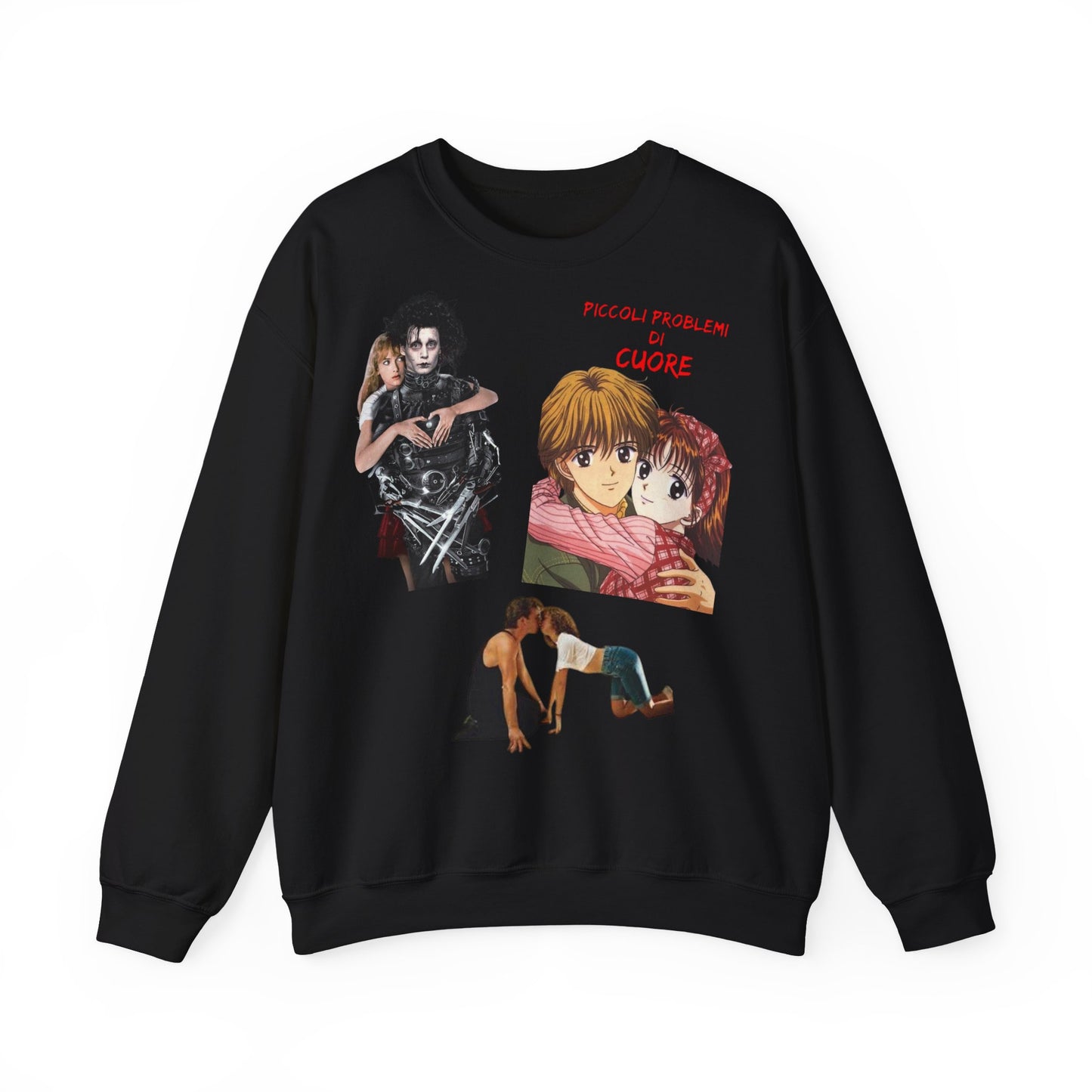 Felpa Unisex anni 90 Anime Collage Crewneck Sweatshirt — Retro Romance & Gothic Art Graphic
