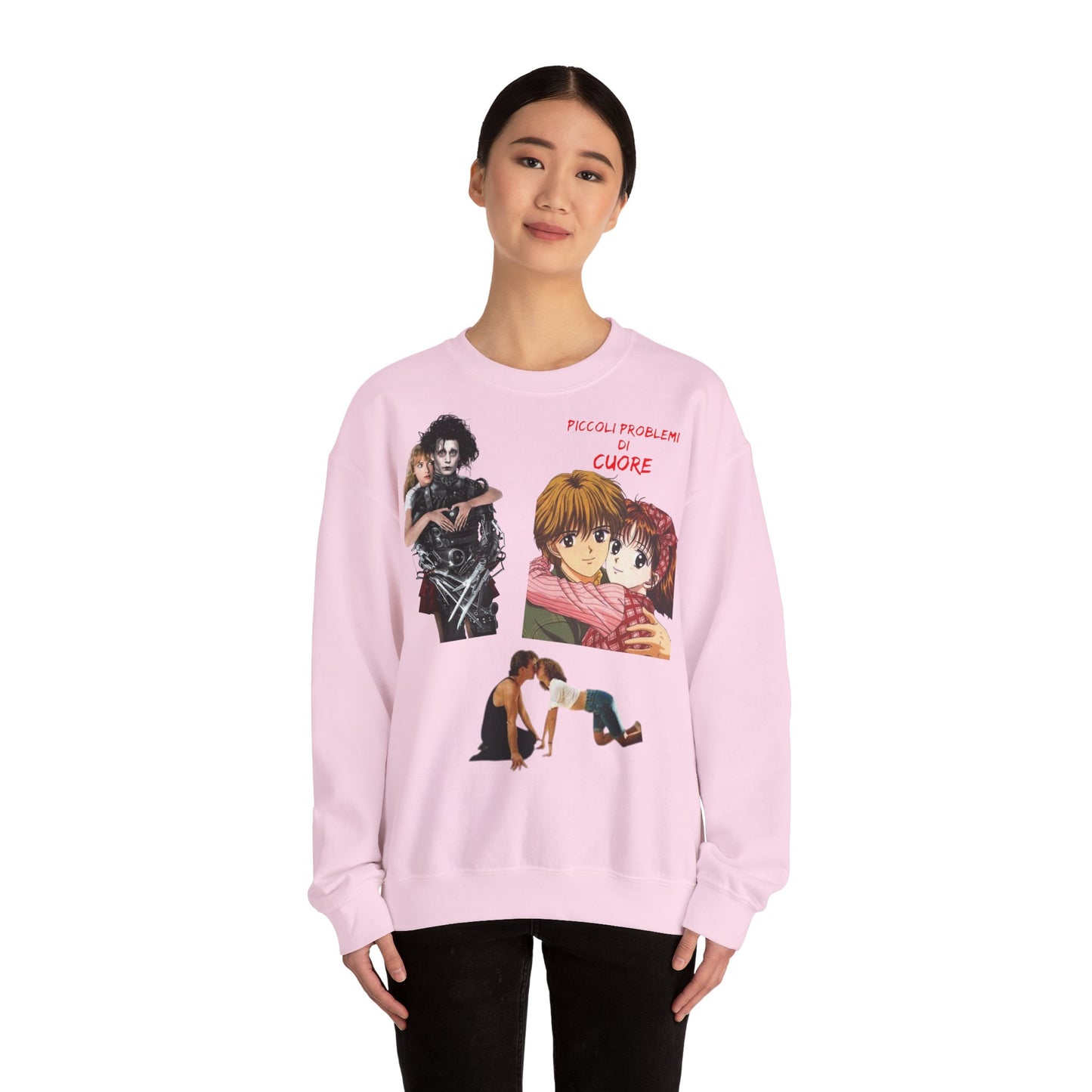 Felpa Unisex anni 90 Anime Collage Crewneck Sweatshirt — Retro Romance & Gothic Art Graphic