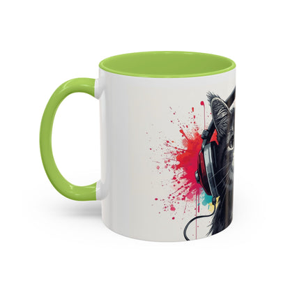 TAZZA Coffee Mug — Colorful Music Kitty Accent Mug (11/15oz)