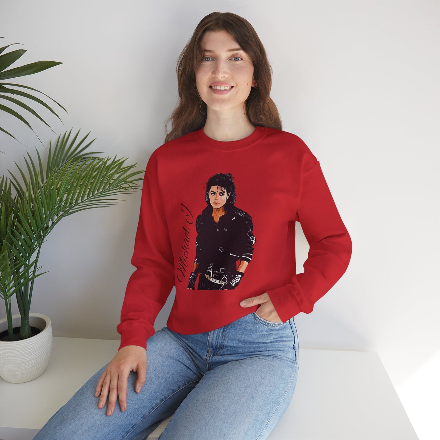 Felpa Michael J - Graphic Crewneck Sweatshirt — Retro Pop Icon Portrait