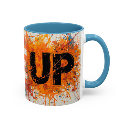 TAZZA Rise Up - Coffee Mug — Bold Orange Paint-Splash Motivational Mug (11/15oz)