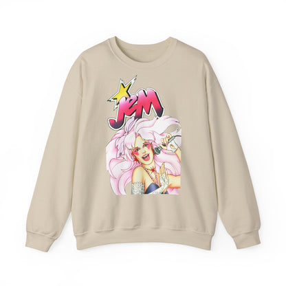 FELPA Jem & The Holograms Graphic Sweatshirt – Retro 80s Pink Cartoon Crewneck