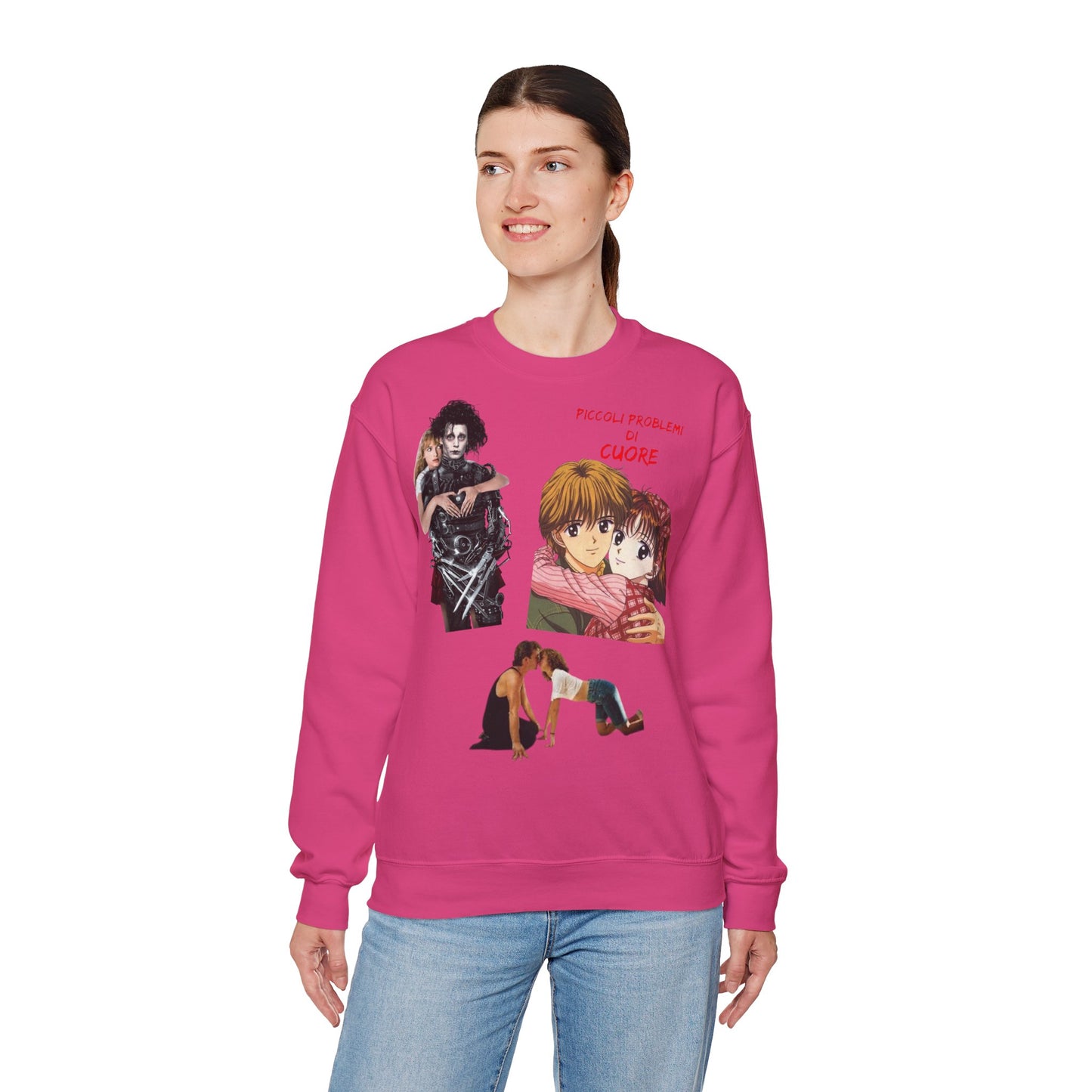 Felpa Unisex anni 90 Anime Collage Crewneck Sweatshirt — Retro Romance & Gothic Art Graphic