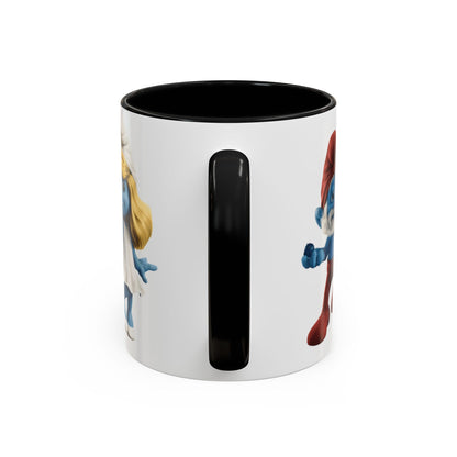 TAZZA PUFFI 3D - Smurf Characters Accent Coffee Mug (11/15oz) — Blue Cartoon Family Coffee Cup