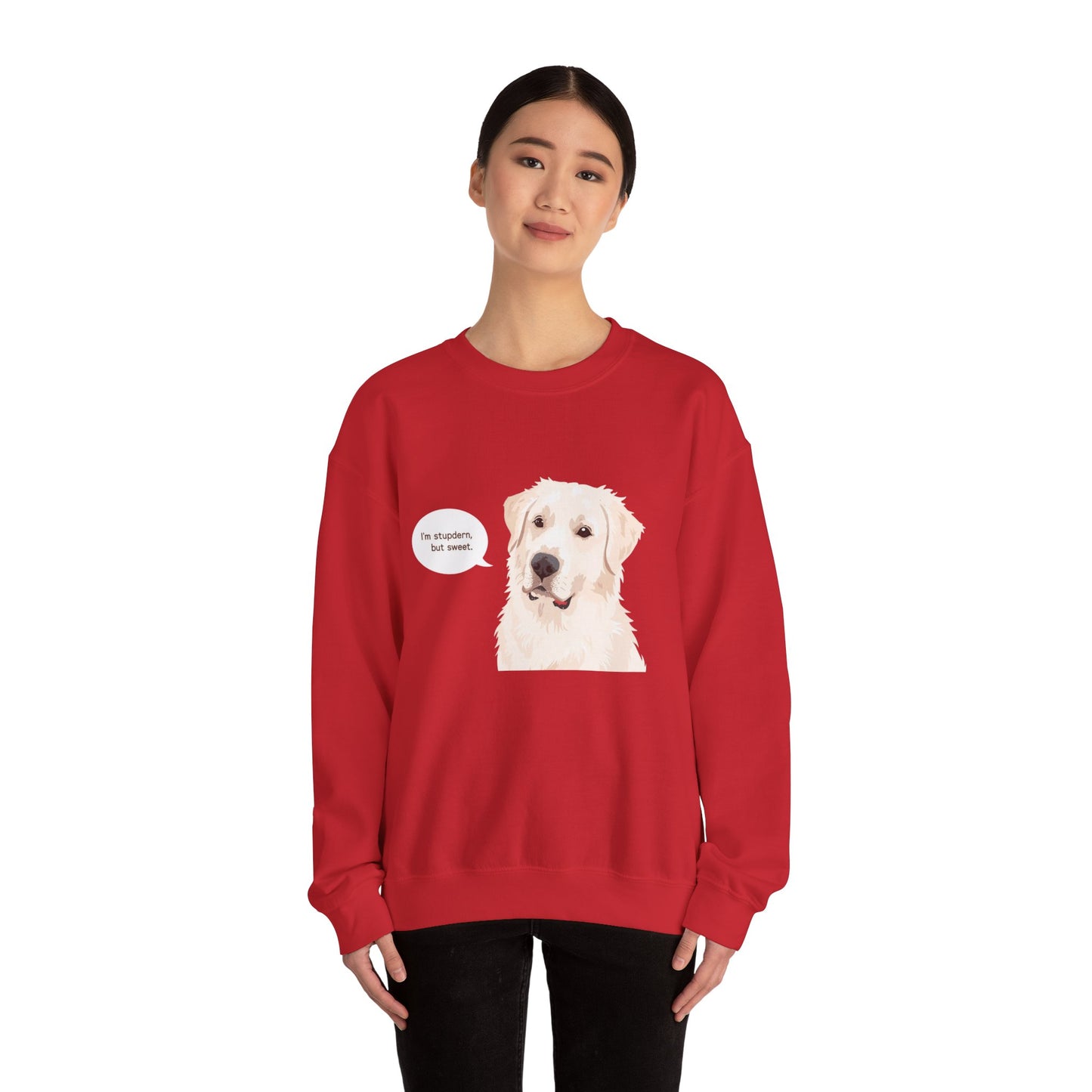 FELPA GIROCOLLO - SONO TESTARDO MA DOLCE Cute Dog Quote Crewneck Sweatshirt