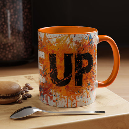 TAZZA Rise Up - Coffee Mug — Bold Orange Paint-Splash Motivational Mug (11/15oz)
