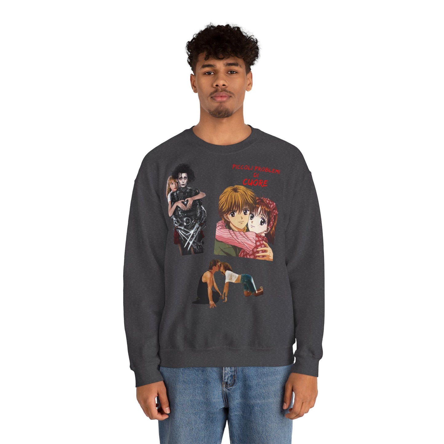 Felpa Unisex anni 90 Anime Collage Crewneck Sweatshirt — Retro Romance & Gothic Art Graphic