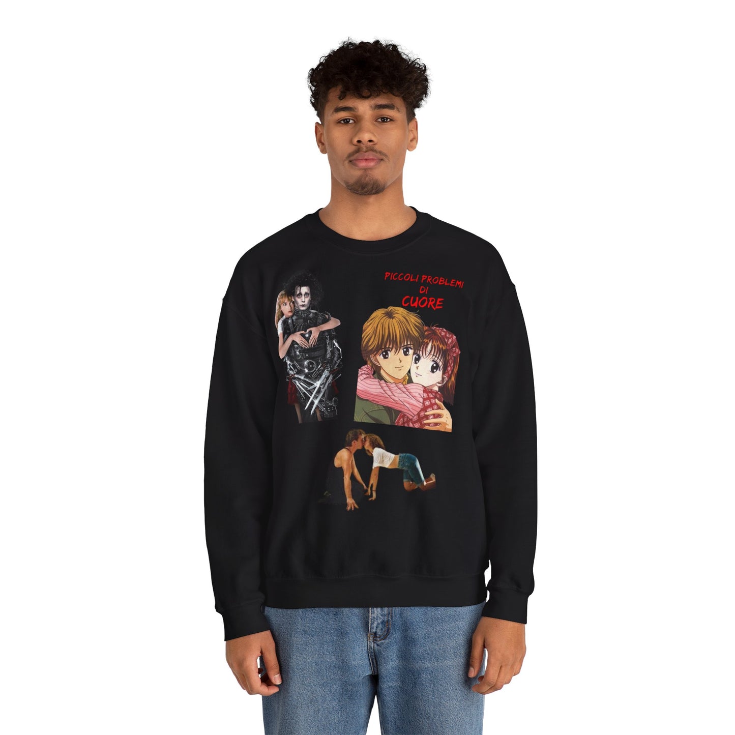 Felpa Unisex anni 90 Anime Collage Crewneck Sweatshirt — Retro Romance & Gothic Art Graphic