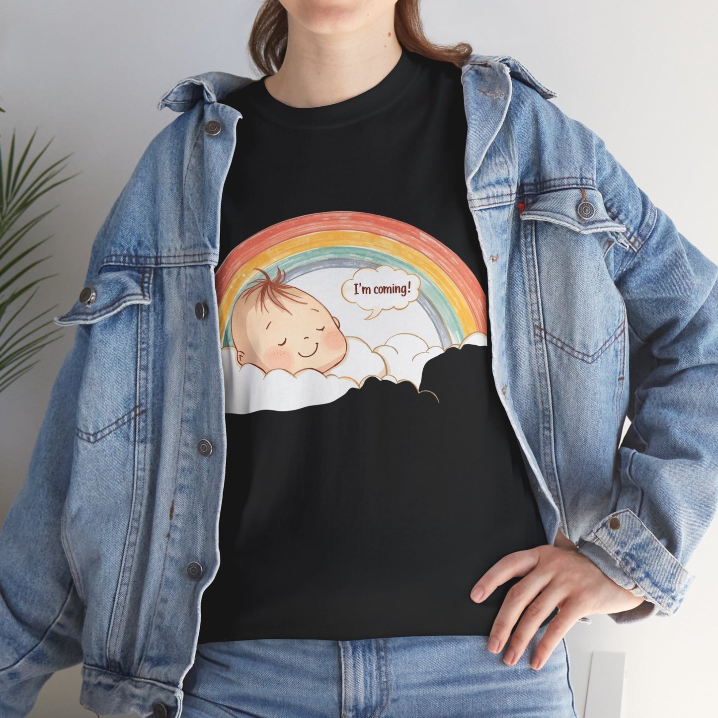 T-Shirt Premom Rainbow Baby I'M Coming
