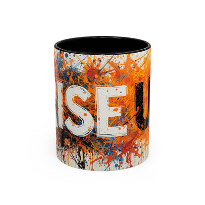 TAZZA Rise Up - Coffee Mug — Bold Orange Paint-Splash Motivational Mug (11/15oz)
